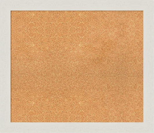 Amanti Art Natural Cork Board for Wall, 25x29 Vision Board with White Frame, Medium Corkboard Office Decor for Home Organization, Country Rustic Corkboard Pinboard to Display Items for Home