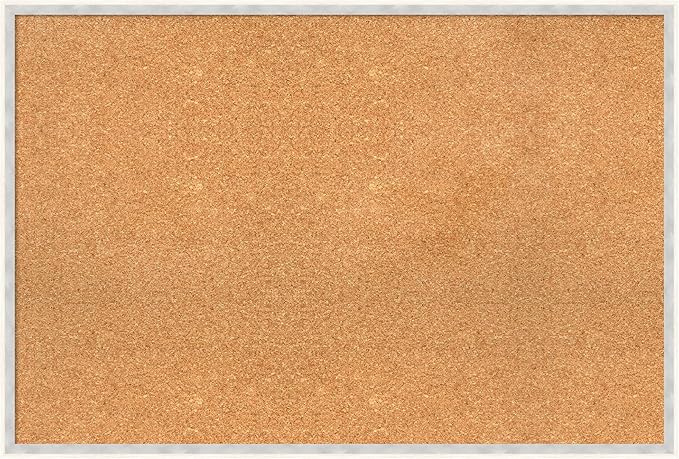 Amanti Art Natural Cork Board for Wall, 25x37 Vision Board with White Frame, Large Corkboard Office Decor for Home Organization, Modern Corkboard Pinboard to Display Items for Home Organization in