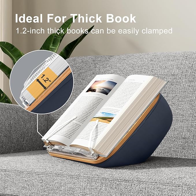Lap Beanbag Book Stand for Hands Free Reading Comfortable Reading Pillow Stand Minimize Neck Strain Perfect Idea for Book Lovers in Dorm Room or Anywhere Else with Bookseat(Gray)