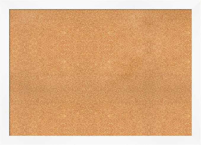 Amanti Art Natural Cork Board for Wall, 31x43 Vision Board with White Frame, X-Large Corkboard Office Decor for Home Organization, Modern Corkboard Pinboard to Display Items for Home Organization in