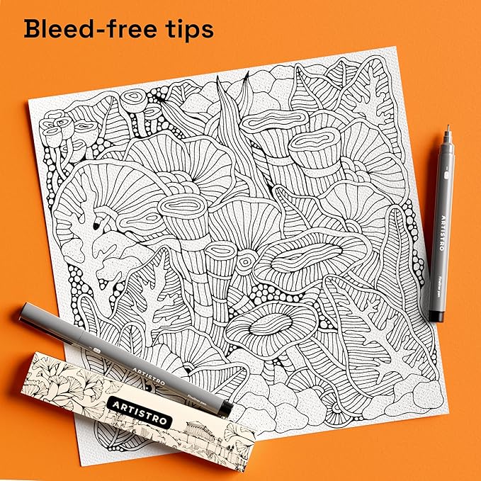ARTISTRO Set of 2 Fineliner Pens, Black Micro Pens for Drawing, Waterproof Archival Ink, Ultra Fine Tip Pen for Illustration, Technical Pen, Sketching, Writing, Drawing, Journaling, Pair of Fine Tip