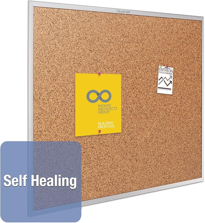 Quartet Cork Board, Bulletin Board, 8' x 4' Corkboard, Aluminum Frame (2308),Silver