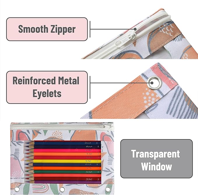 Mr. Pen- Pencil Pouch 2Pack - Zipper Pencil Cases for 3-Ring Binder