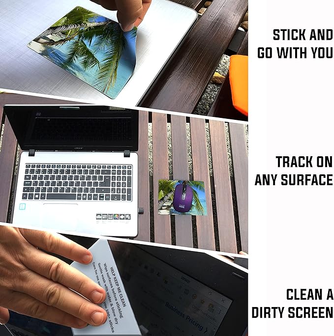 Adhesive Mouse Pad - Peel and Sticks to Any Surface - Travel Mouse Pad, Sticky for Any Surface - Excellent Tracking - Beach Palms in The Sand