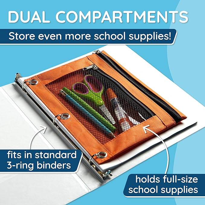 Blue Summit Supplies Pencil Pouches, Bulk Pencil Pouch 30 Pack in Assorted Colors for Storing School Supplies, Writing Utensils, and more, Cloth Zipper Pouches for 3 Ring Binders, 30 Count