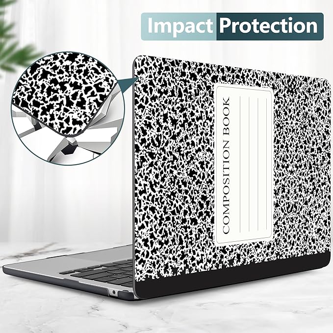 DONGKE Compatible with M4 MacBook Air 15 inch Case 2025 2024 2023 A3241 A3114 A2941 M3 M2 Liquid Retina Display Touch ID, Plastic Hard Case & Keyboard Skin & Screen Protector - Composition Book