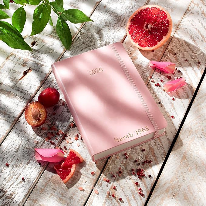 Wykeham's Executive 2026 Daily Journal Planner – US Public Holidays & Format – Customization Available (Personalized Rose, 8.5"×5.5")
