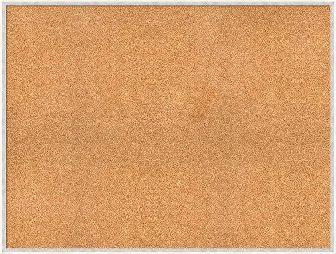 Amanti Art Natural Cork Board for Wall, 37x49 Vision Board with White Frame, Oversize Corkboard Office Decor for Home Organization, Modern Corkboard Pinboard to Display Items for Home Organization in