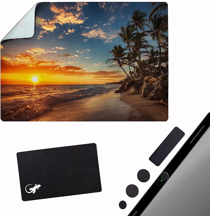 Adhesive Mouse Pad - Peel and Sticks to Any Surface - Travel Mouse Pad, Sticky for Any Surface - Excellent Tracking - Beach Sunset
