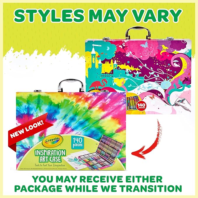 Crayola Inspiration Art Case Coloring Set - Tie-Dye (140ct), Art Supplies Set For Kids, Travel Drawing Kit, Holiday & Christmas Gift for Girls & Boys, Ages 5+ [Amazon Exclusive]