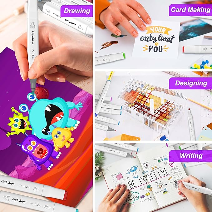 168 Colors Fine & Chisel Alcohol Markers, Dual Tip Art Markers Alcohol Marker Set with Case, Marker for Adults Kids Coloring Artists Drawing Sketching Card Making and Illustration