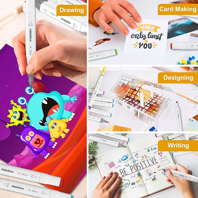 80 Alcohol Markers, Dual Tip Fine & Broad Drawing Markers Alcohol Marker Set with Case, Art Marker for Kids Adults Coloring Artists Drawing Sketching Card Making and Illustration