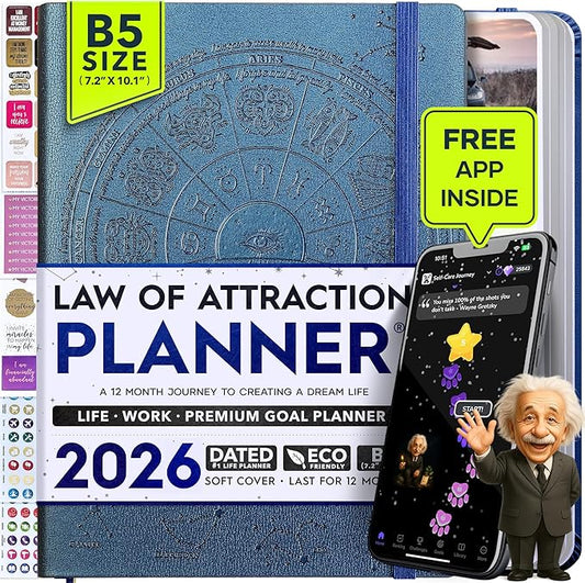 2026 Planner Weekly and Monthly | Law of Attraction Planner with Panduo App | A 12 Month Journey for Productivity, Gratitude & Goal Setting | Includes Foldable Vision Board, Gift Box & Stickers