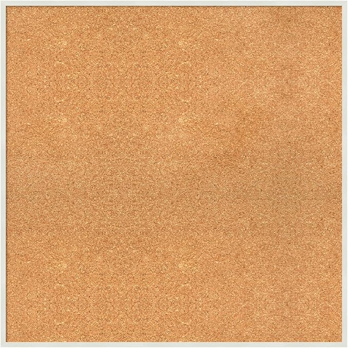 Amanti Art Natural Cork Board for Wall, 27x27 Vision Board with White Frame, Large Corkboard Office Decor for Home Organization, Modern Corkboard Pinboard to Display Items for Home Organization in