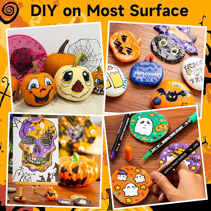 Shuttle Art 36 Colors Dual Tip Acrylic Paint Markers, Brush Tip and Dot Tip Acrylic Paint Pens for Rock Painting, Ceramic, Wood, Canvas, Plastic, Glass, Stone, Calligraphy, Card Making, DIY Crafts