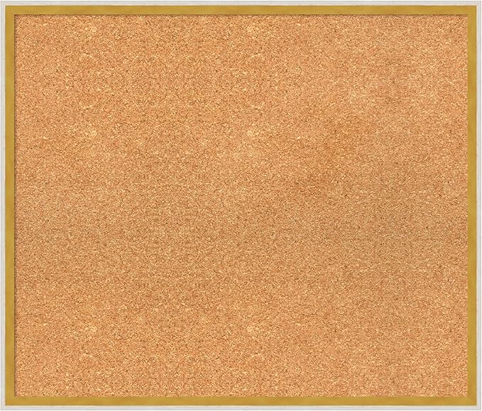 Amanti Art Natural Cork Board for Wall, 23x27 Vision Board with White Frame, Medium Corkboard Office Decor for Home Organization, Modern Corkboard Pinboard to Display Items for Home Organization in