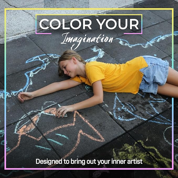 Loddie Doddie-Bucket of Sidewalk Chalk-Long lasting Non-Toxic Jumbo Sticks- Reusable Bucket for hours of fun and creativity with easy clean up! (Multi)