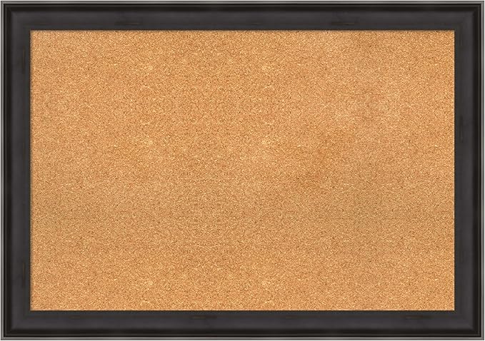 Amanti Art Natural Cork Board for Wall, 28x40 Vision Board with Black Wood Frame, Large Corkboard Office Decor for Home Organization, Casual Corkboard Pinboard to display items for home organization