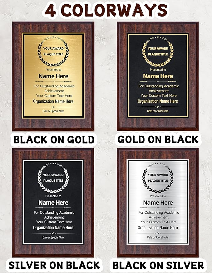 Custom Plaques Personalized Engraved Text and Title, Wooden Awards Employee of the Month Plaque Teacher Retirement Farewell Achievements Thank You Gifts(Black on Gold, 6×8)