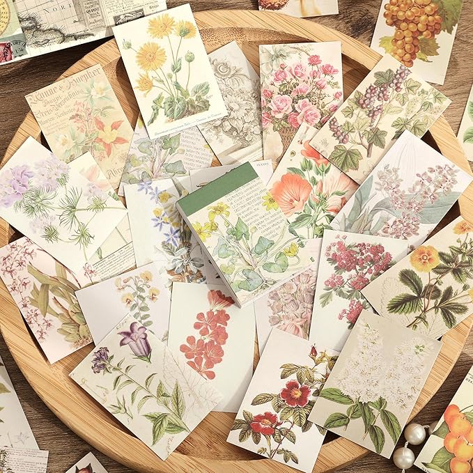 6 Sets 300 Pcs Washi Stickers Set Vintage Aesthetic Sticker Book for Journaling Decorative Scrapbook Floral Paper Sticker Kit for Scrapbooking, Bullet Journal, Art Craft Gifts, Notebook Making