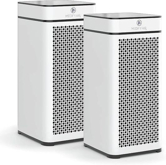 Medify MA-40 Air Purifier with True HEPA H13 Filter | 1,793 ft² Coverage in 1hr for Smoke, Wildfires, Odors, Pollen, Pets | Removal to 0.1 Microns | White, 2-Pack