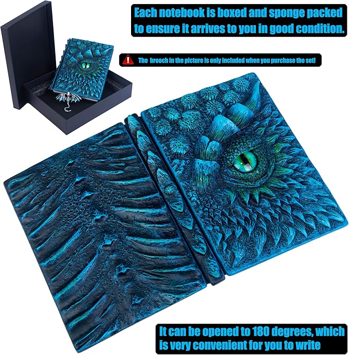 3D Dragon Eye Embossed Journal,Resin Engraving Notebook,Dnd notebook for Dragon Lovers ，Blank Paper,Hardcover Travel Notepad for Writing,Sketchbook,Collection,Gift,Decoration A4 and A5 Size (A5-Blue-Lined)