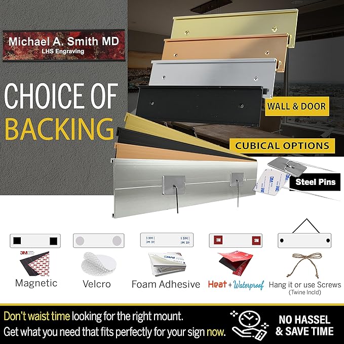 Engraved Name Plates for Door Sign Personalized Blue Plastic Plaque with White Letters - Made in USA 2x12 B9