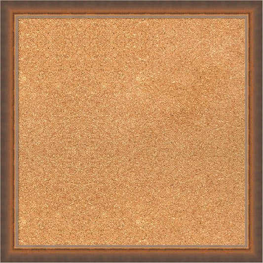 Amanti Art Natural Cork Board for Wall, 20x20 Vision Board with Bronze Frame, Small Corkboard Office Decor for Home Organization, Modern Corkboard Pinboard to Display Items for Home Organization in