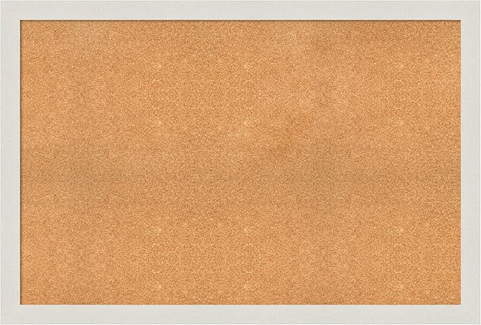 Amanti Art Natural Cork Board for Wall, 33x49 Vision Board with White Frame, Oversize Corkboard Office Decor for Home Organization, Country Rustic Corkboard Pinboard to Display Items for Home