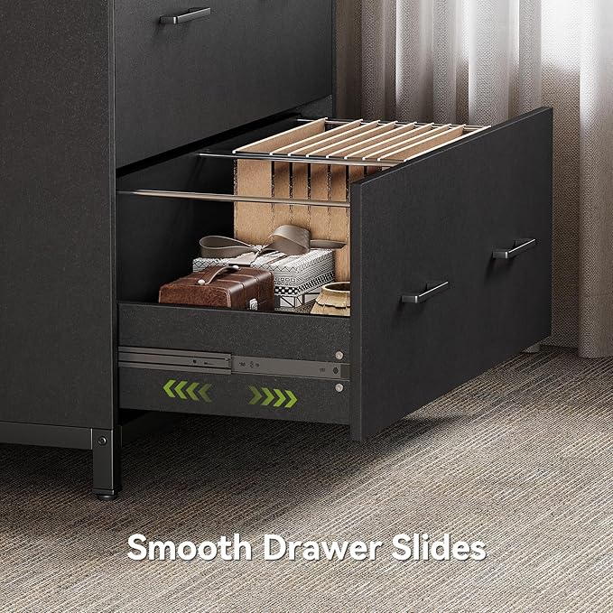 LITTLE TREE 2 Drawer File Cabinet for Home Office, 30.7-Inch Lateral Office Cabinet for A4 and Letter Size Files, Printer Stand, Storage Cabinet Organizer, Rustic Brown + Black