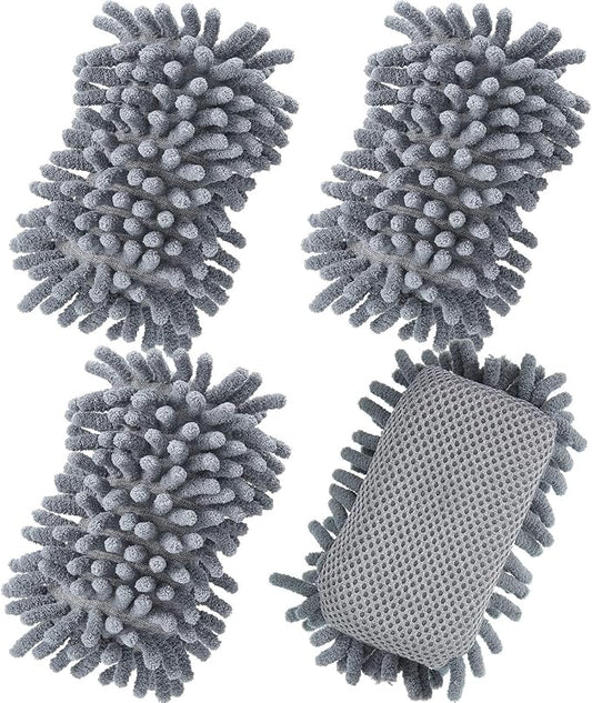 Zonon 4 Pieces Dry Erase Eraser Microfiber Shag Washable Whiteboard Eraser for Markers, Chalk, Classroom, Home and Office(Gray)