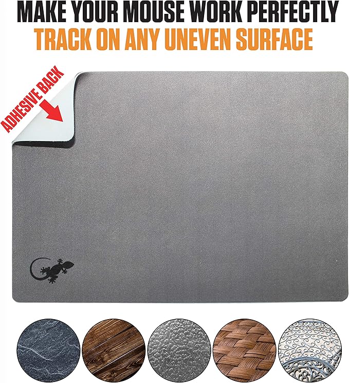 Mouse Pad Adhesive Bottom - Sticks to Any Surface - Portable - Webcam Covers and Screen Cleaner Included (5 Pack - Rainbow)