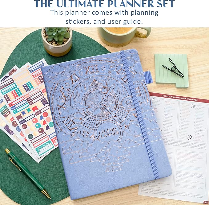 Legend Hourly Schedule Planner PRO Dated Jan 2026-Jan 2027 – Deluxe Weekly & Daily Organizer with Time Slots. Appointment Book Journal for Work & Time Management, A4 Hardcover, Periwinkle