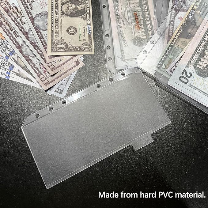 12PCS A6 Binder Pockets with No Zippers, Zipless Budget Envelopes with Index Bits Design, A6 Binder Pouch for 6 Ring Binder, Money Folder Organizer,Clear PVC Savings Challenges Envelopes,12PCS