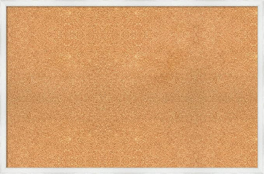Amanti Art Natural Cork Board for Wall, 23x35 Vision Board with White Frame, Large Corkboard Office Decor for Home Organization, Country Rustic Corkboard Pinboard to Display Items for Home