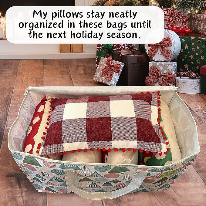 VENO 4 Pack Moving Bags and Large Christmas Storage Bins with lids. Alternative to Moving Boxes, Packing Supplies for College. Extra Large Heavy Duty Totes for Packaging (Pastel Forest, 4 Pack)