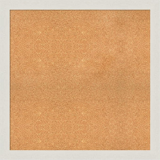 Amanti Art Natural Cork Board for Wall, 33x33 Vision Board with White Frame, Large Corkboard Office Decor for Home Organization, Country Rustic Corkboard Pinboard to Display Items for Home