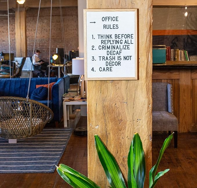 Felt Like Sharing Large Letter Board (White Felt - 12”x16”) – Changeable Message Board with 3 Sets of Felt Board Letters – Statement Wall Sign for Quotes, Home or Holiday Decor In Oak Frame