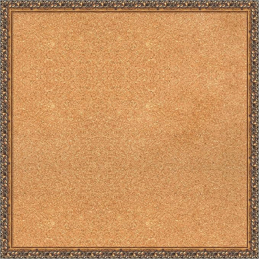 Amanti Art Natural Cork Board for Wall, 26x26 Vision Board with Bronze Frame, Medium Corkboard Office Decor for Home Organization, Traditional Corkboard Pinboard to Display Items for Home