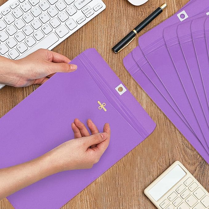 Geyee 100 Pcs Clasp Manilla Envelopes 6 x 9 Inch Gummed Colored Envelopes for Storing or Mailing for Home Office Business Supplies(Purple)