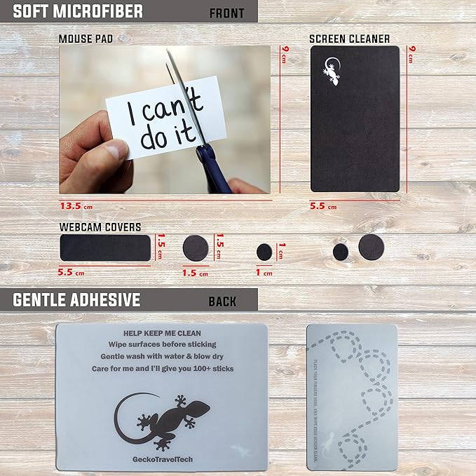 Mouse Pad Adhesive Bottom - Sticks to Any Surface - Portable - Webcam Covers and Screen Cleaner Included (CAN DO IT)