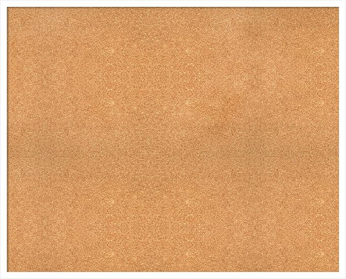 Amanti Art Natural Cork Board for Wall, 33x41 Vision Board with White Frame, X-Large Corkboard Office Decor for Home Organization, Modern Corkboard Pinboard to Display Items for Home Organization in