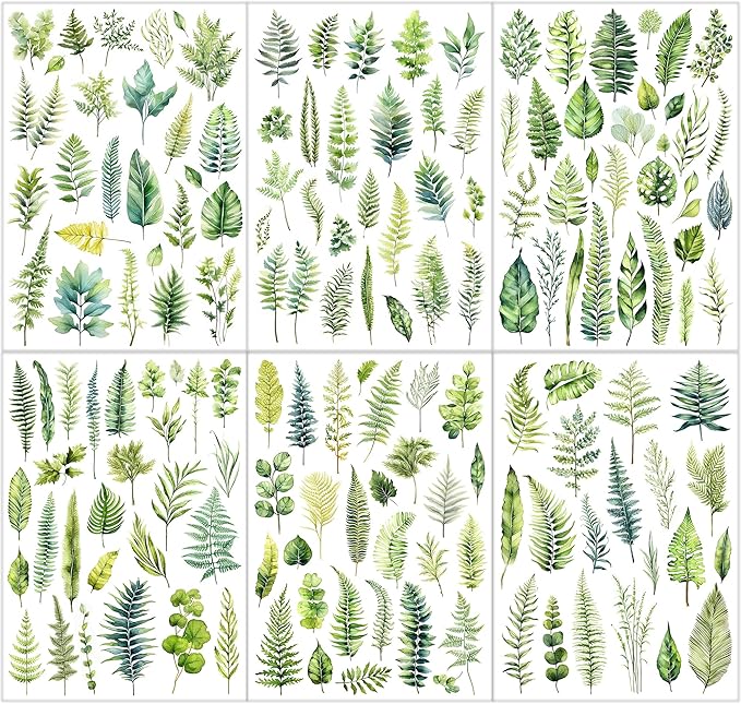 Esland Greenery Leaves Planner Stickers Adhesive Aesthetic Botanicals Plants Stickers for Calendar Scrapbooking Embellishment DIY Art Crafts Journaling Accessories for Planners and Nature Lovers