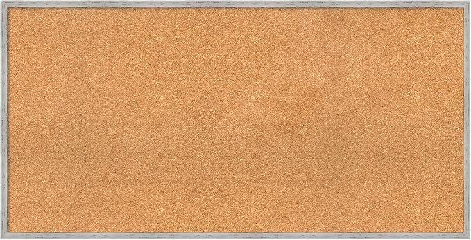 Amanti Art Natural Cork Board for Wall, 25x49 Vision Board with White Frame, Oversize Corkboard Office Decor for Home Organization, Cottage Corkboard Pinboard to Display Items for Home Organization