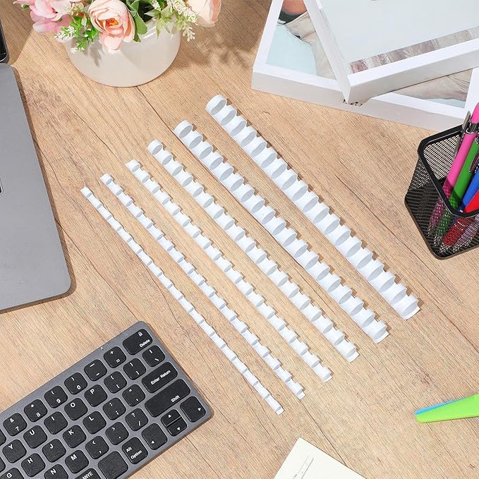 Yunsailing 150 Pack Plastic Binding Combs Plastic Binder Comb Ring 19 Ring Binding Spines Letter Size Spiral coils for Notebook Calendar(1/4 5/16 3/8 1/2 5/8 3/4 in,White)