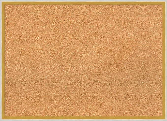 Amanti Art Natural Cork Board for Wall, 21x29 Vision Board with White Frame, Medium Corkboard Office Decor for Home Organization, Modern Corkboard Pinboard to Display Items for Home Organization in