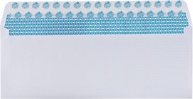 Aimoh #10 Security Tinted Self-Seal Envelopes - No Window - EnveGuard, Size 4-1/8 X 9-1/2 Inches - White - 24 LB - 1 Case - 24 Packs - 2,400 Envelopes (34100-CS)