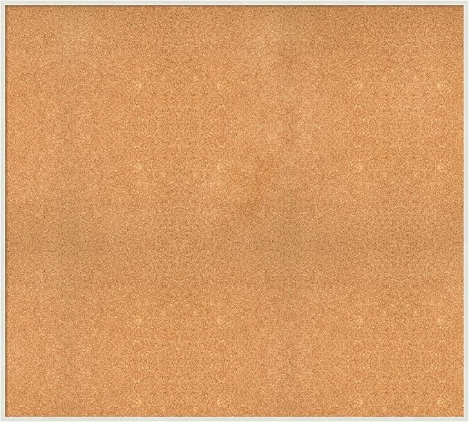 Amanti Art Natural Cork Board for Wall, 37x41 Vision Board with White Frame, Oversize Corkboard Office Decor for Home Organization, Modern Corkboard Pinboard to Display Items for Home Organization in