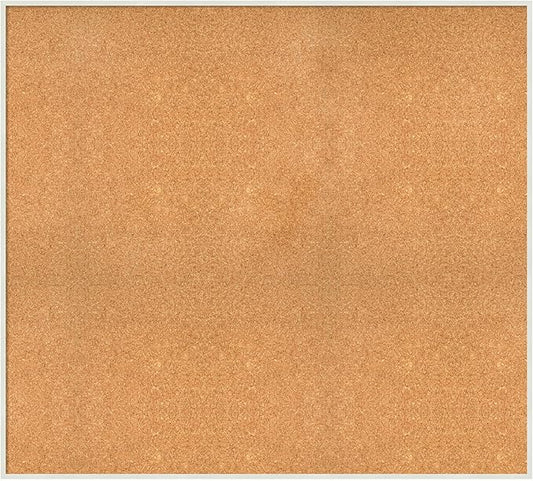 Amanti Art Natural Cork Board for Wall, 37x41 Vision Board with White Frame, Oversize Corkboard Office Decor for Home Organization, Modern Corkboard Pinboard to Display Items for Home Organization in