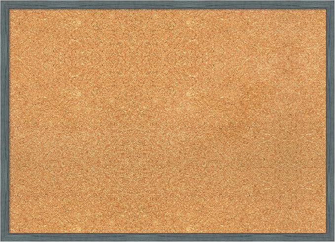 Amanti Art Natural Cork Board for Wall, 21x29 Vision Board with Blue Wood Frame, Medium Corkboard Office Decor for Home Organization, Rustic Farmhouse Corkboard Pinboard to display items for home